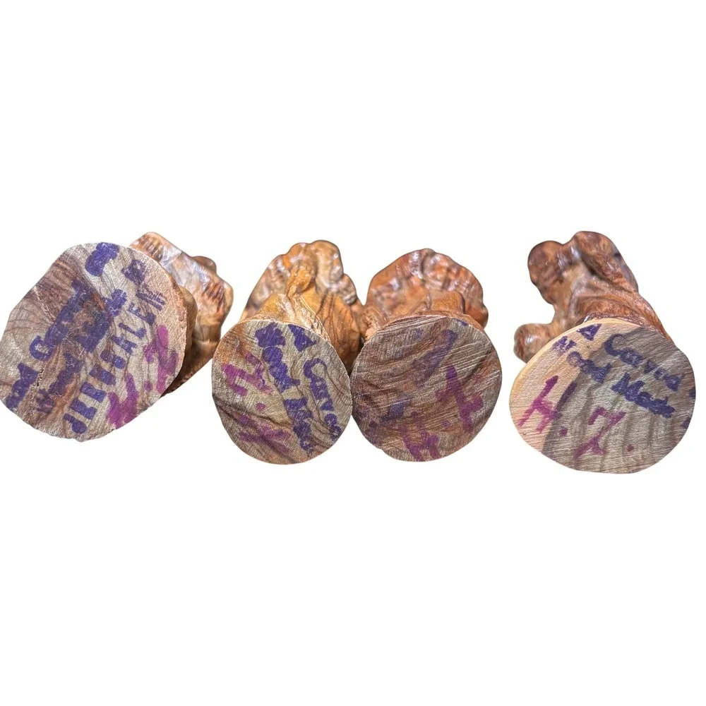 Antique Hand Carved Olive Wood Nativity Set 12 Piece Jerusalem Signed‎ by Artist